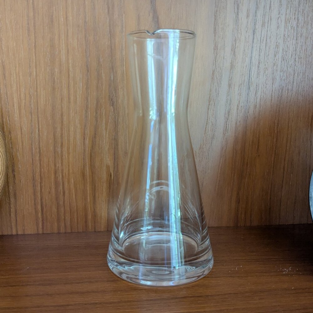 Modernist Clear Glass Vase Decanter Pitcher 8.25" Tall Art Deco Style Barware